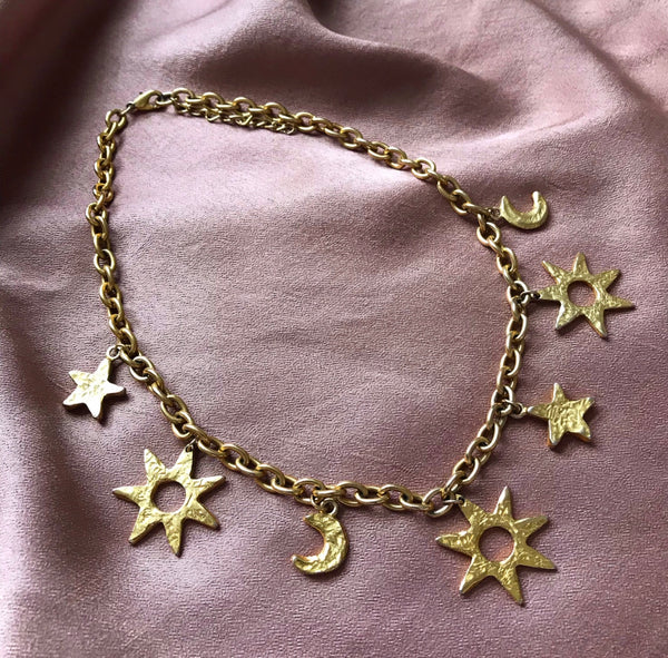 Vintage Sun, Star & Moon Necklace