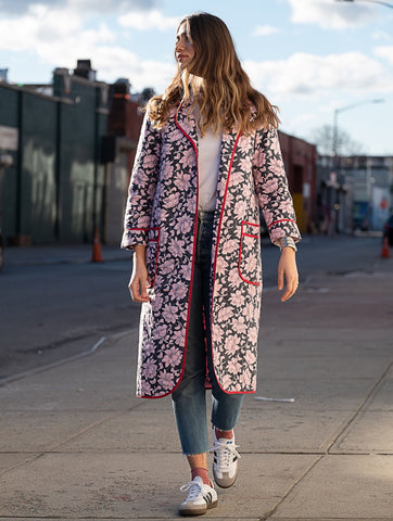 Vintage Floral Quilted Blanket Coat