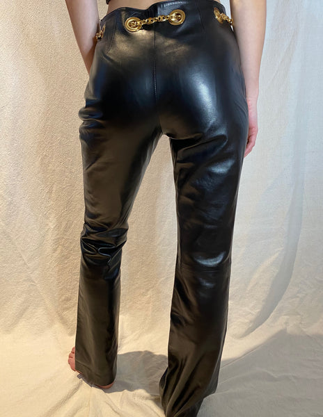 Vintage Céline Chain Belt Leather Pants