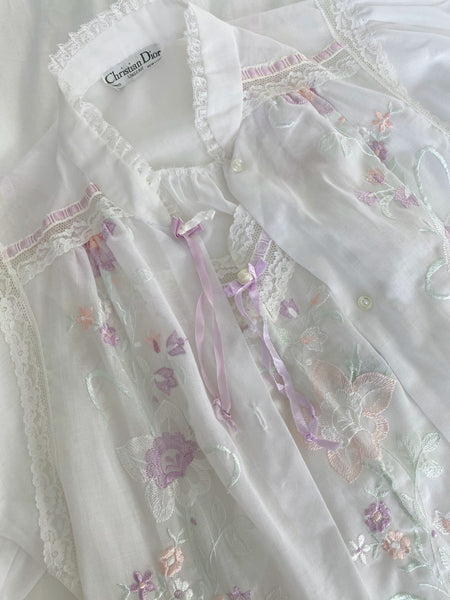 Vintage Christian Dior White Lace Dress & Robe Set