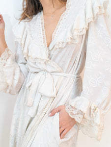 Vintage Christian Dior White Lace Robe Dress