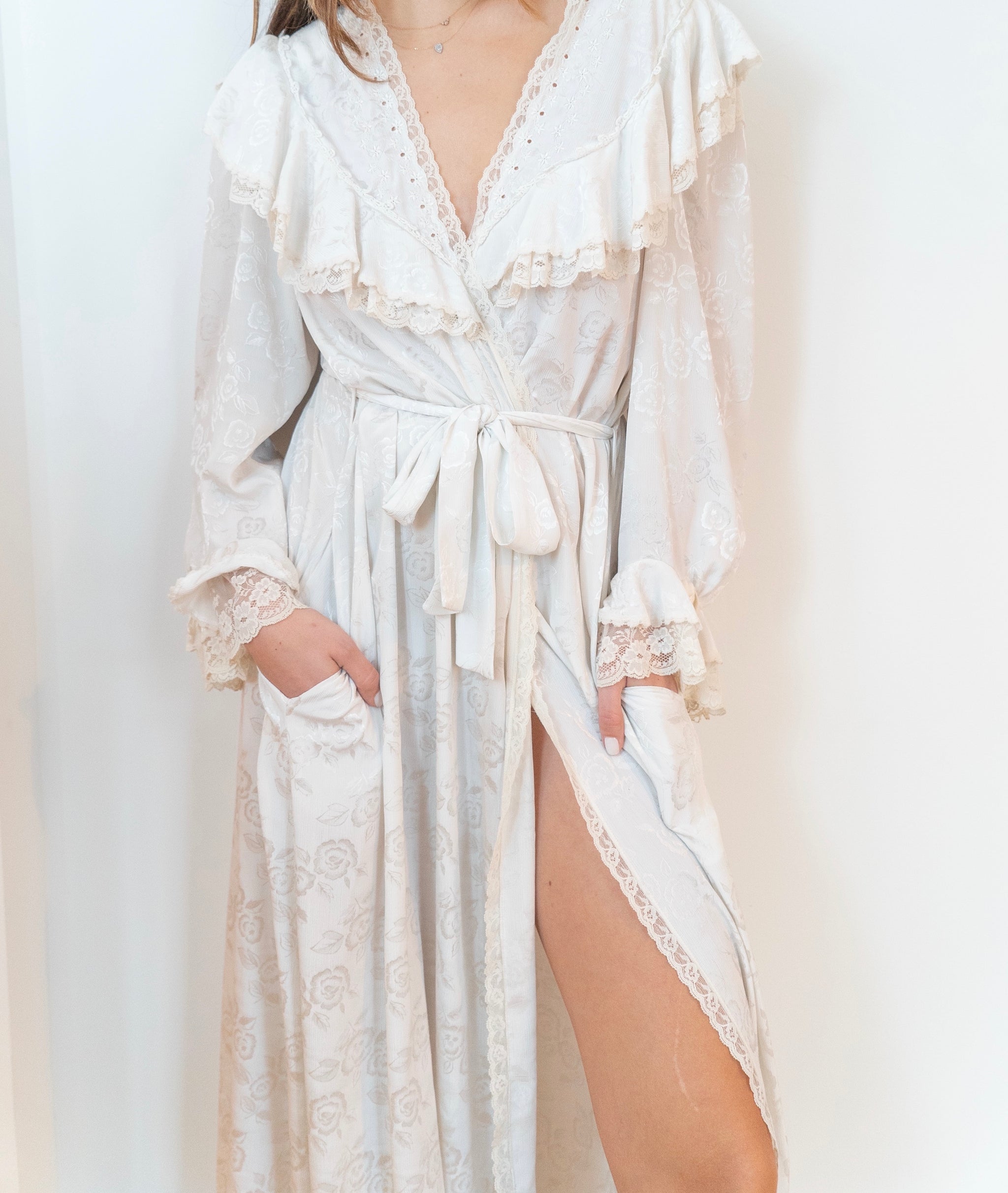 Vintage Christian Dior White Lace Robe Dress  NN VINTAGE