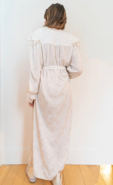 Vintage Christian Dior White Lace Robe Dress